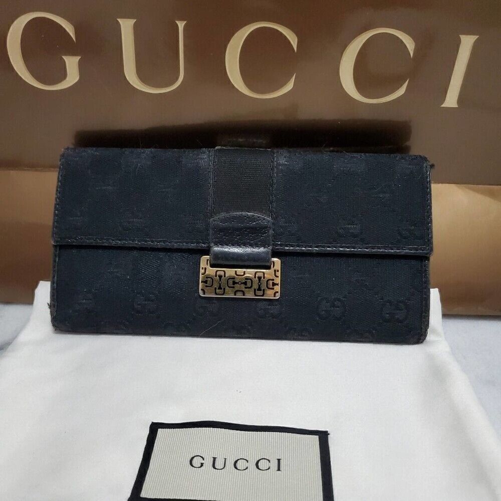Gucci Black Black Canvas Bifold Wallet 1462064276.